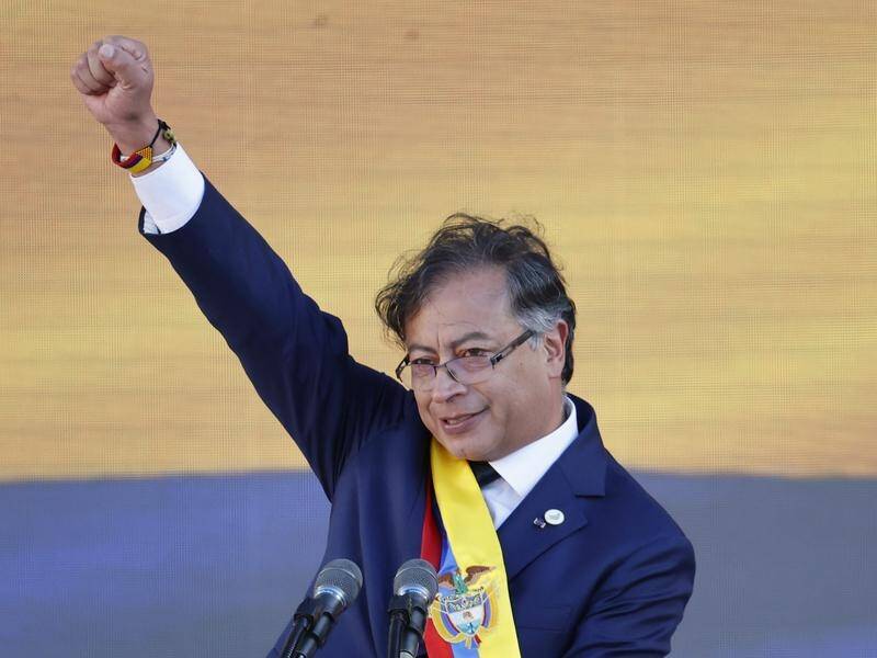 "I want a strong, just and united Colombia," Gustavo Petro said in his inauguration speech. (EPA PHOTO)