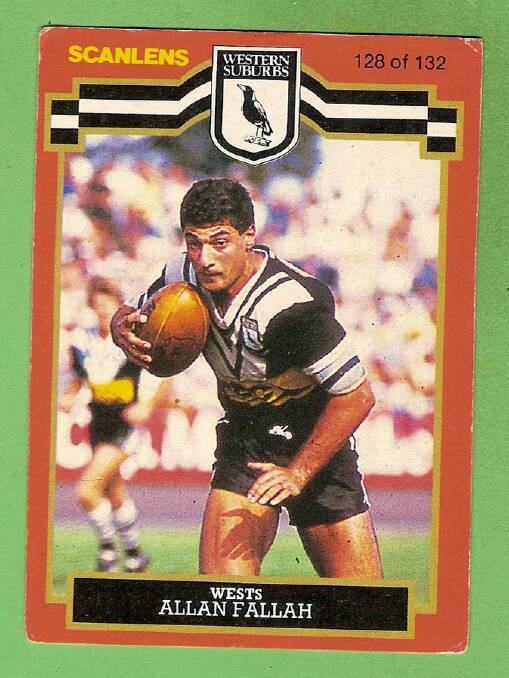 IN HIS HEYDAY: A football card from Allan Fallah's days with the Western Suburbs Magpies in the NSW Rugby League.