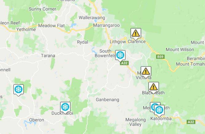 DRIVE SAFE: Snow, ice and accidents close roads over the Blue Mountains. Image: LIVE TRAFFIC