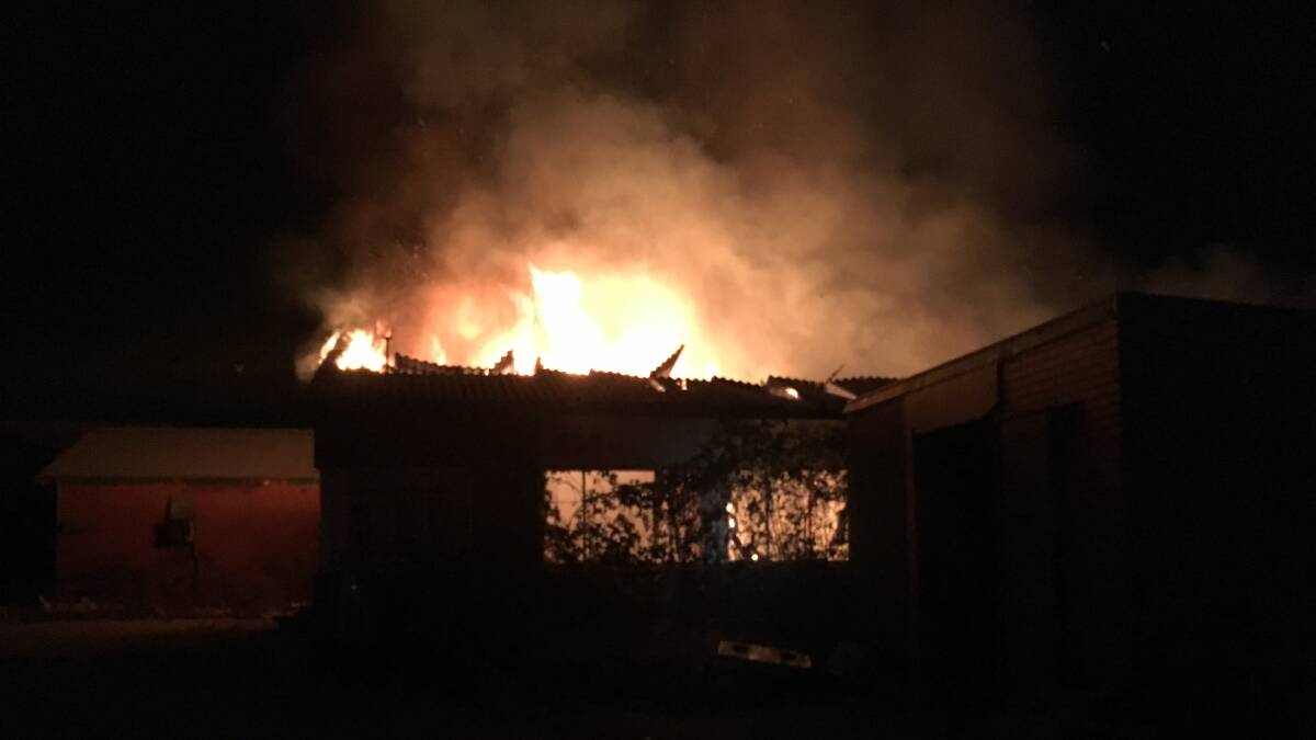 DESTROYED: An overnight blaze has ripped through a former abattoir in Blayney. Photo: SUPPLIED 083118fire4