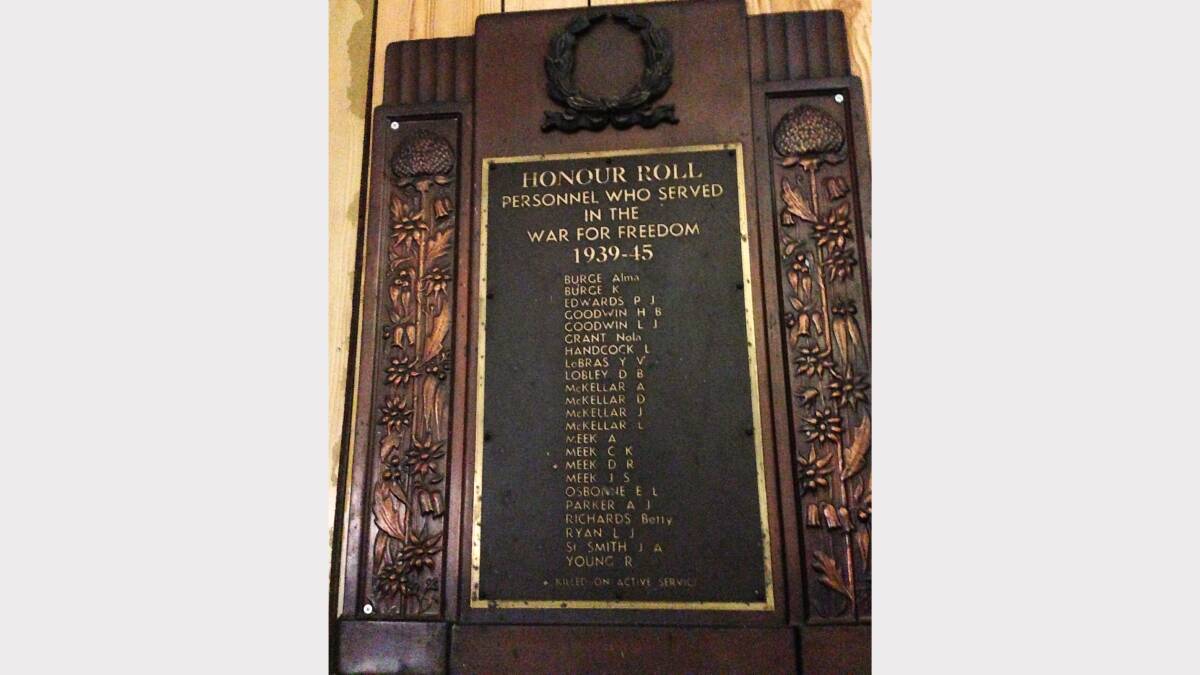 Another honour roll in the Hobbys Yards Hall.